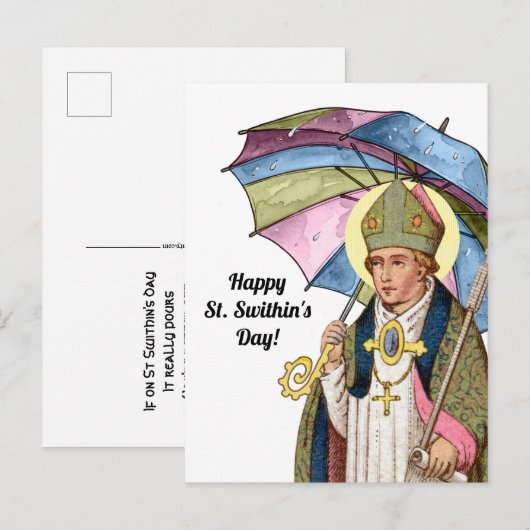 Swithin met paraplu briefkaart (Voorkant / Achterkant)