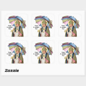 Swithin met paraplu vierkante sticker (Vel)
