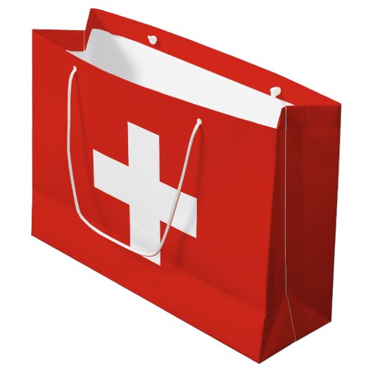Switzerland Flag Groot Cadeauzakje (Voorkant Gekanteld)