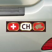 Switzerland Flag Map Code Bumper Sticker (Op auto)