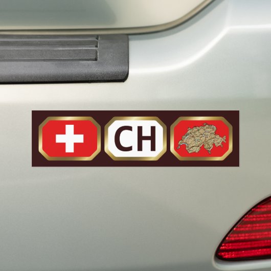 Switzerland Flag Map Code Bumper Sticker (Op auto)