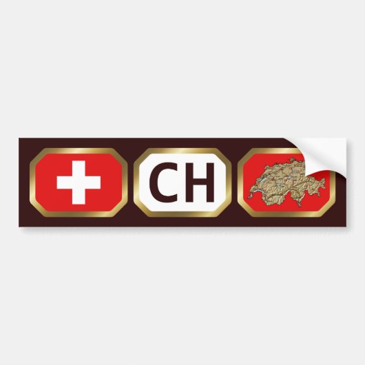 Switzerland Flag Map Code Bumper Sticker (Voorkant)