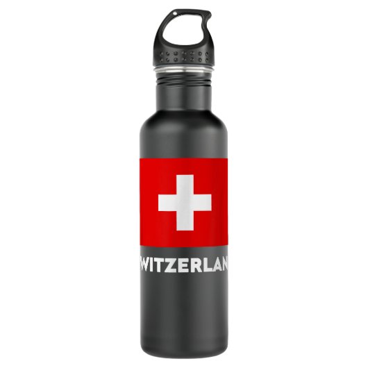 Switzerland Flag Suisse Swiss Schweiz White Red   Waterfles (Voorkant)