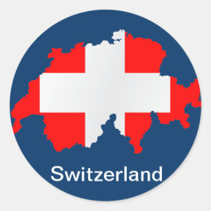 switzerland map and flag - sticker
