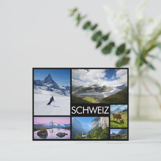 Switzerland multiple image collage black briefkaart (Staand voorkant)