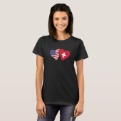 Switzerland USA Flag  Heart Swiss American Love T-shirt (Voorkant volledig)