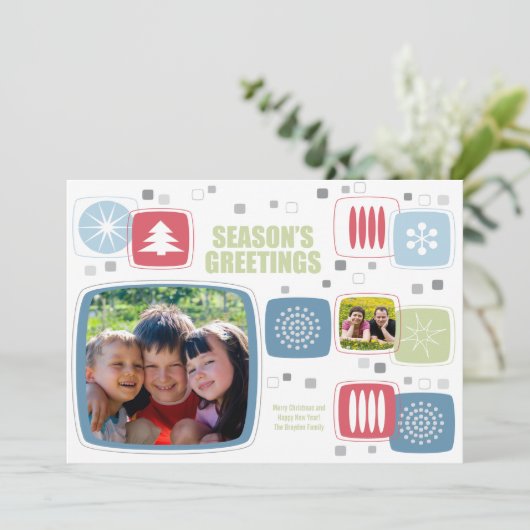 Swizzle Stick kerstfotokaart, speciaal ontwikkeld  Feestdagenkaart (Staand voorkant)