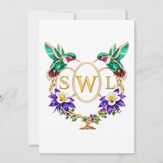 SWL Kolibrie Huwelijk Elke Letters Aangepast Kaart (Voorkant)