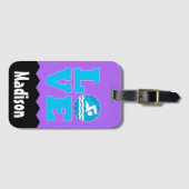 SWM LOVE Aangepaste naam & kleurenzwemmer Bagagelabel (Voorkant (horizontaal))