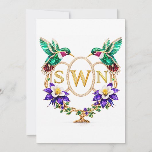 SWN Kolibrie Huwelijk Aangepaste Letters CO Kaart (Voorkant)