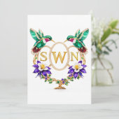 SWN Kolibrie Huwelijk Aangepaste Letters CO Kaart (Staand voorkant)
