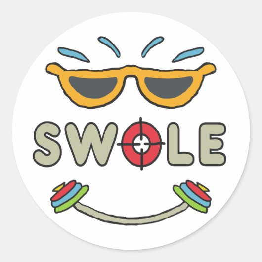 Swole Bodybuilding Ronde Sticker (Voorkant)