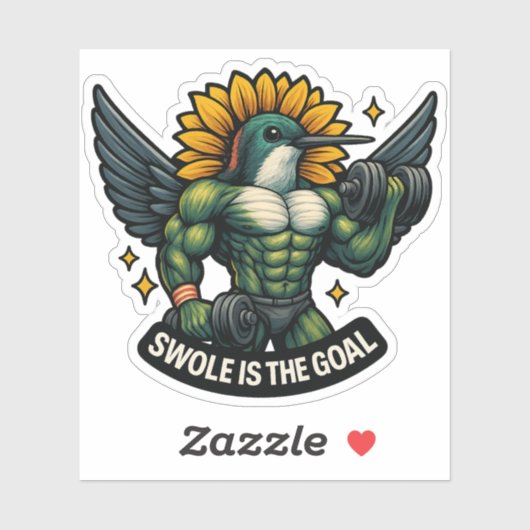 Swole is de Goal Funny Hummingbird Sticker (Vel)