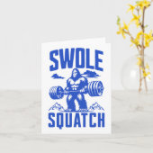 Swole Squatch Gewichtheffen Humor Monochrome Gym Kaart (Gele Bloem)
