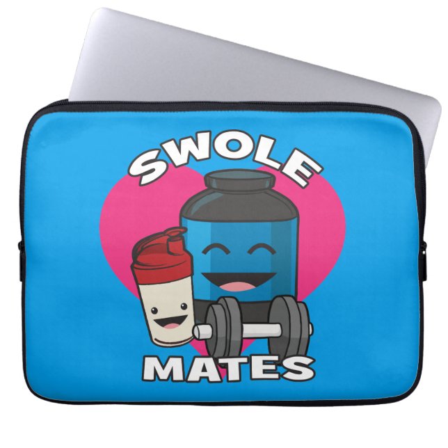 SWOLEMATES Grappige Bodybuilding Eiwit Shake Laptop Sleeve (Voorkant)