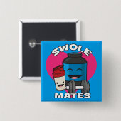 SWOLEMATES Grappige Bodybuilding Eiwit Shake Vierkante Button 5,1 Cm (Voorkant /achterkant)