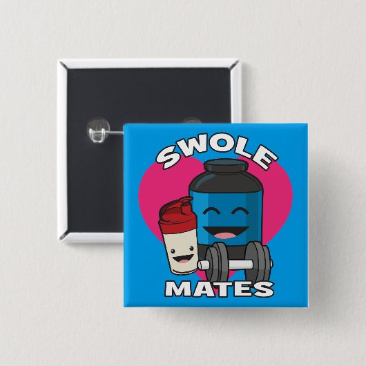 SWOLEMATES Grappige Bodybuilding Eiwit Shake Vierkante Button 5,1 Cm (Voorkant /achterkant)