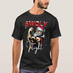 Swoly Night Funny Bodybuilder Santa Kerstman Fitn T-shirt