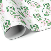 Swoon Staffordshire Dogs Sprig Pink and Green Cadeaupapier (Rol Hoek)
