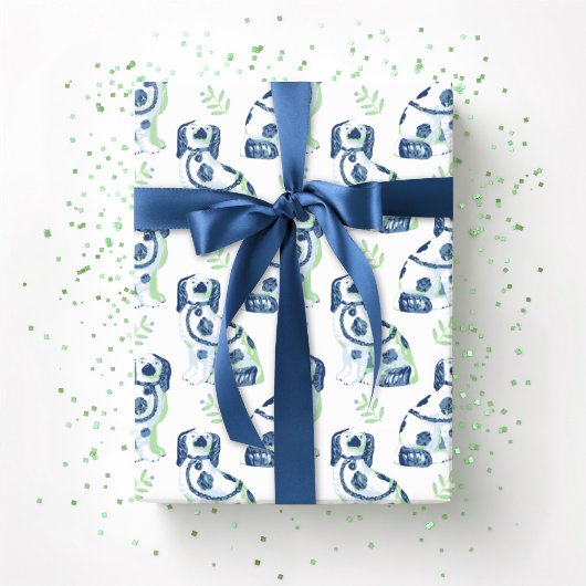 Swoon Staffordshire Dogs Sprig Slate and Green Cadeaupapier