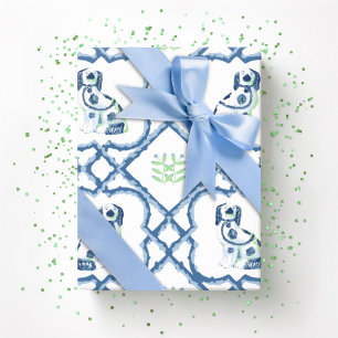 Swoon Staffordshire Honden Trellis Leisteen en Gro Cadeaupapier