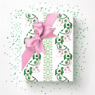 Swoon Staffordshire Honden Wijnstok Roze en Groen Cadeaupapier
