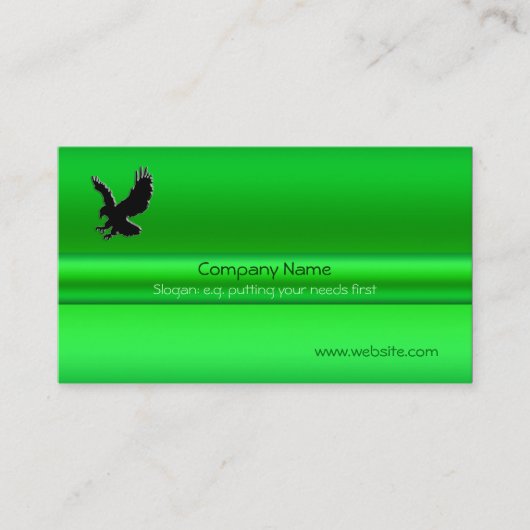 Swooping Black Eagle op groene metallic-look effec Visitekaartje (Voorkant)