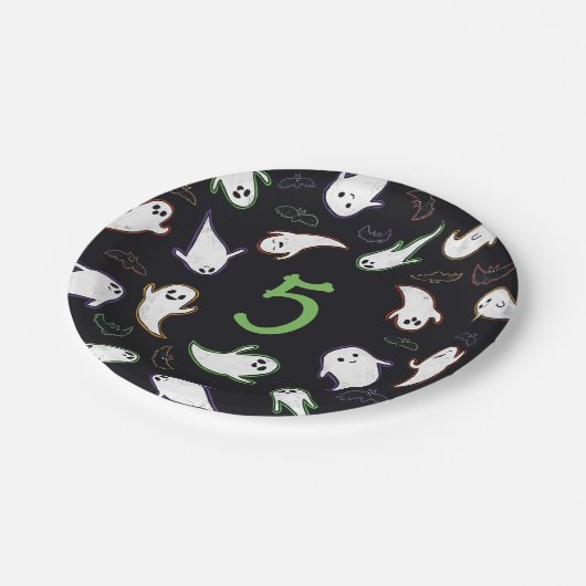 Swooping Ghosts & Bats Halloween Verjaardagsfeest Papieren Bordje (Gekanteld)