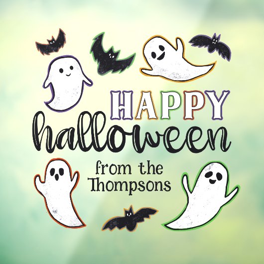 Swooping Ghosts & Bats Happy Halloween Van Familie Raamsticker (Vel 3)