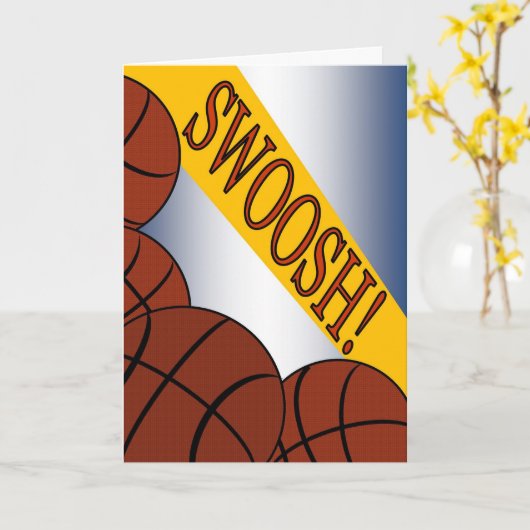Swoosh! Het Succes Congrats van het basketbal Kaart (Gele Bloem)
