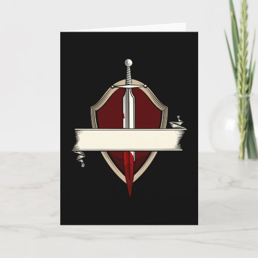 Sword Banner Coat of Arms Medieval Sword Fight Kaart (Voorkant)