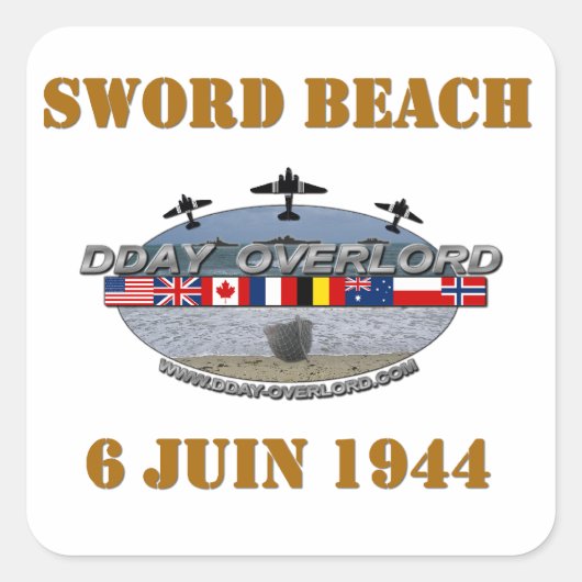Sword Beach Vierkante Sticker (Voorkant)