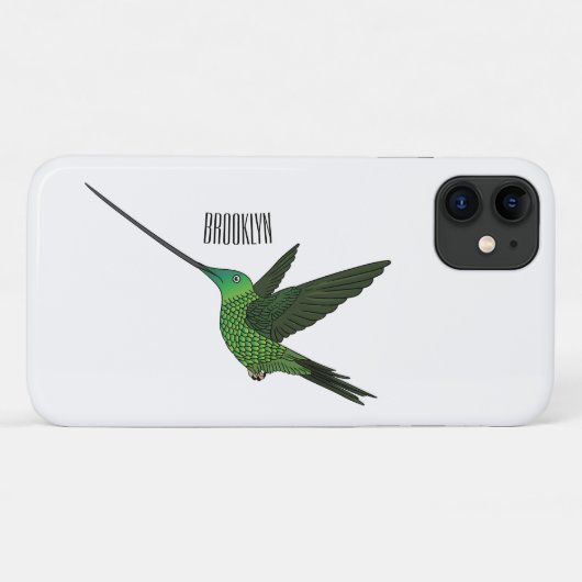Sword-billing hummingbird cartoon illustratielucht Case-Mate iPhone case (Achterkant (horizontaal))