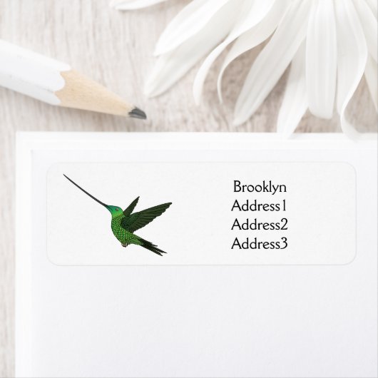 Sword-bulgvogel cartoon illustratie etiket (Insitu)