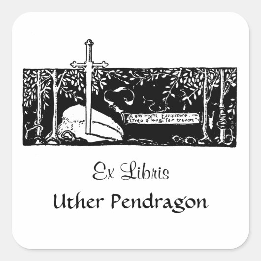 Sword in de steen vierkante sticker (Voorkant)