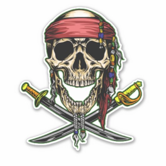 Sword piratenschedel sticker (Voorkant)