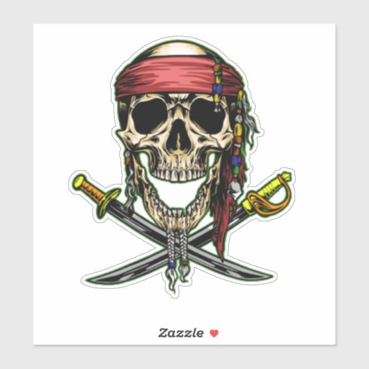 Sword piratenschedel sticker (Vel)