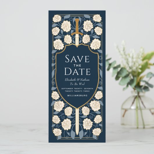 Sword & Schilder Medieval Fantasy Sparen de Datum Kaart (Staand voorkant)