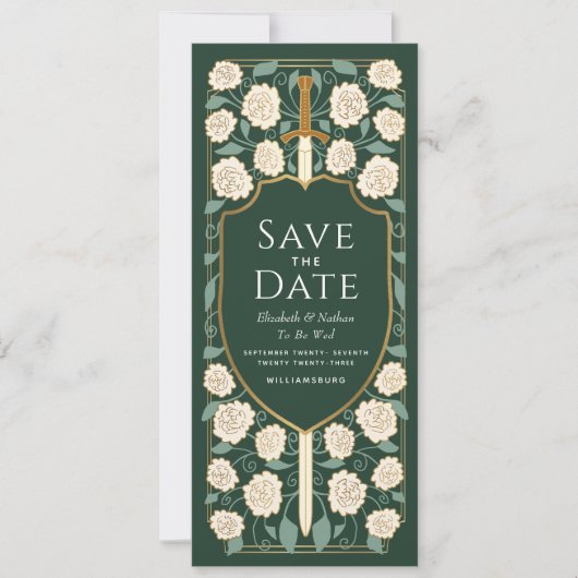 Sword & Schilder Medieval Fantasy Sparen de Datum Kaart (Voorkant)