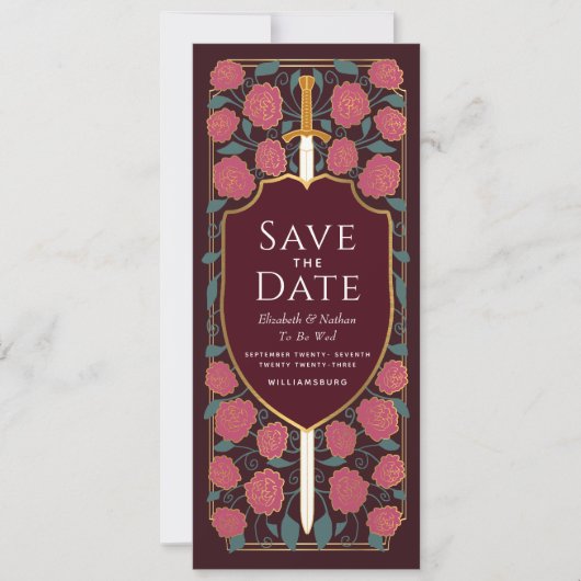 Sword & Schilder Medieval Fantasy Sparen de Datum Kaart (Voorkant)