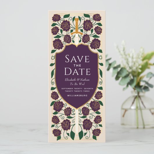 Sword & Schilder Medieval Fantasy Sparen de Datum Kaart (Staand voorkant)