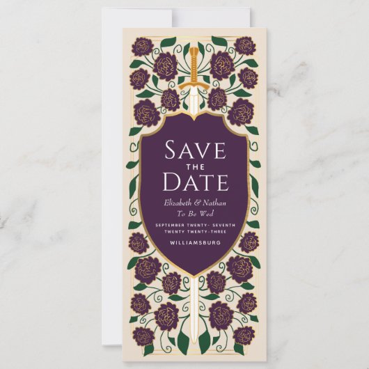 Sword & Schilder Medieval Fantasy Sparen de Datum Kaart (Voorkant)