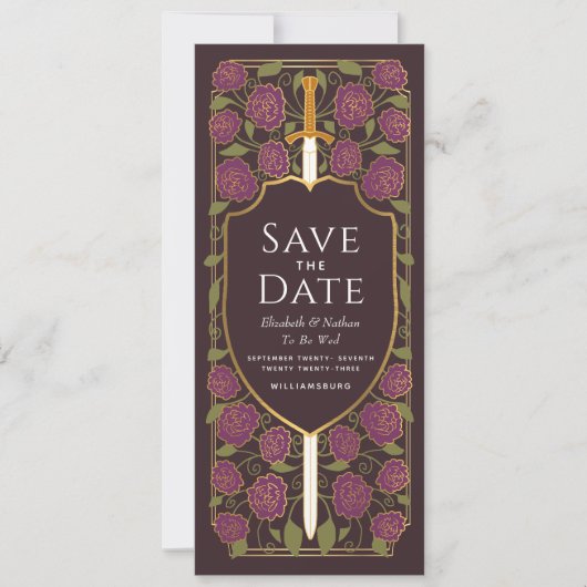 Sword & Schilder Medieval Fantasy Sparen de Datum Kaart (Voorkant)