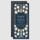 Sword & Schilder Medieval Fantasy Sparen de Datum Magnetische Uitnodiging (Voorkant / Achterkant)