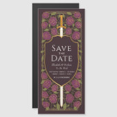 Sword & Schilder Medieval Fantasy Sparen de Datum Magnetische Uitnodiging (Voorkant / Achterkant)