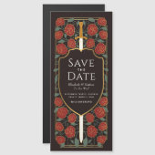 Sword & Schilder Medieval Fantasy Sparen de Datum Magnetische Uitnodiging (Voorkant / Achterkant)