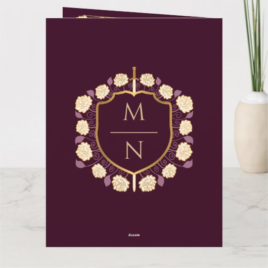Sword & Shield Medieval Fantasy Monogram Weddensch Bedankkaart (Achterkant)