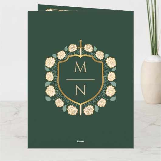 Sword & Shield Medieval Fantasy Monogram Weddensch Bedankkaart (Achterkant)