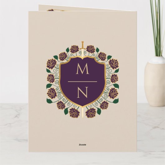 Sword & Shield Medieval Fantasy Monogram Weddensch Bedankkaart (Achterkant)