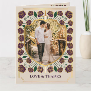 Sword & Shield Medieval Fantasy Monogram Weddensch Bedankkaart